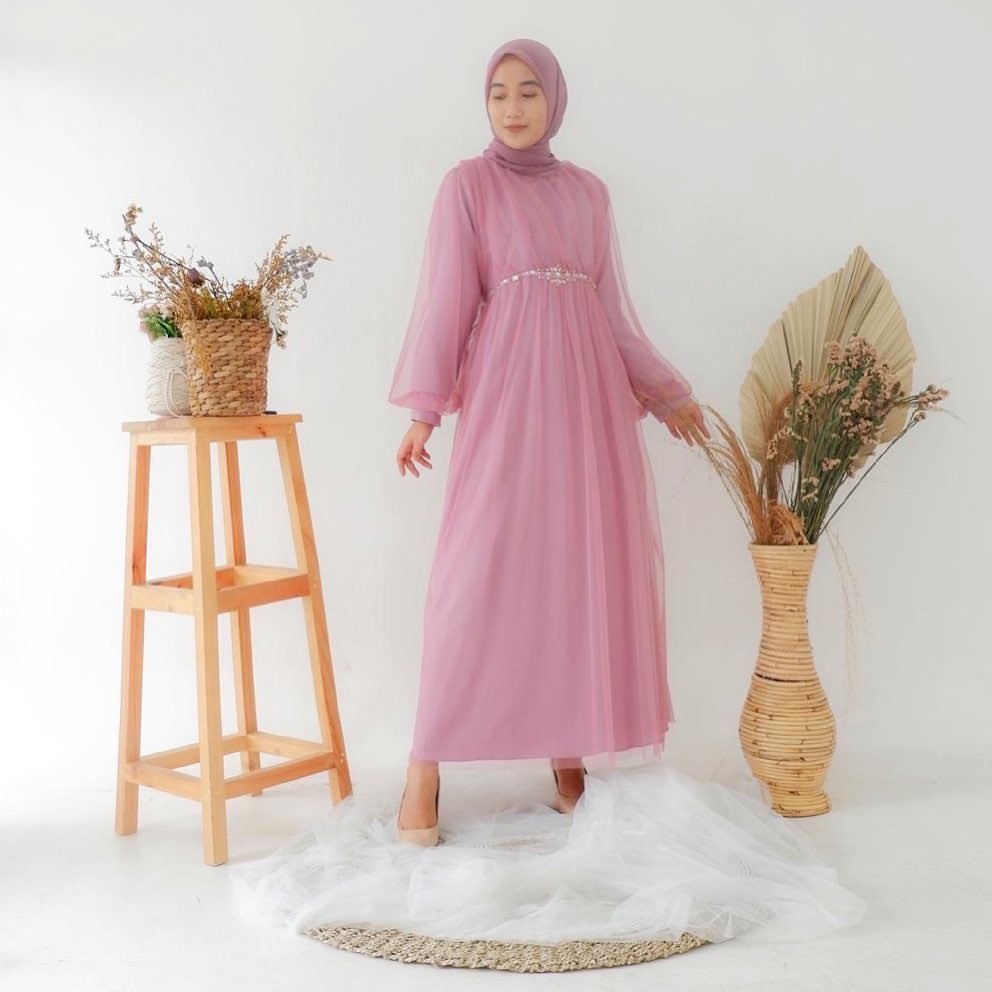 SYAKIA TILE DRESS WITH PAYET/DRESS TULLE LD 110/DRESS TULLE SERAGAMAN/GAMIS TILE MATERNITY