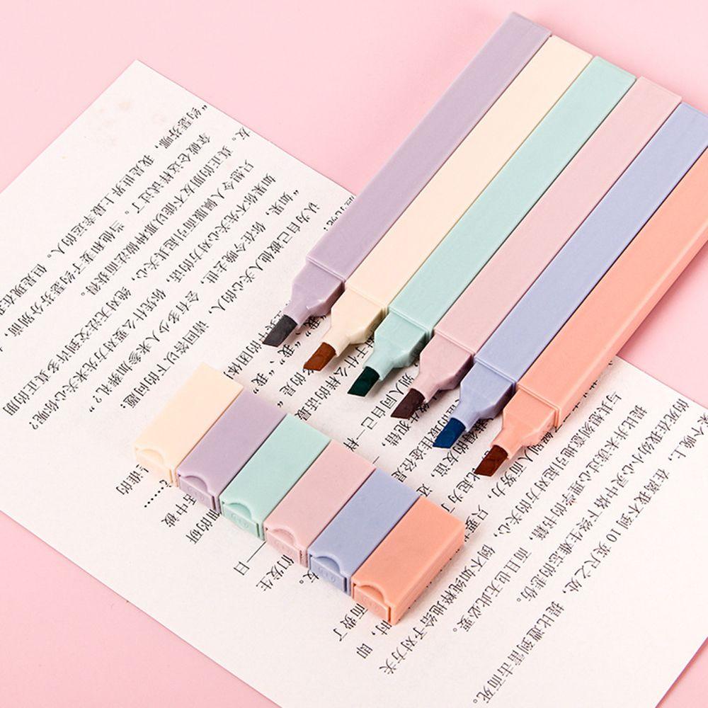 Nanas 6pcs /Set Pen Neon Penanda Lucu Buku Teks Alat Tulis Berkepala Dua