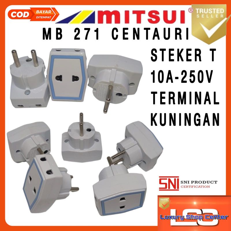 stop Kontak cabang 3 datar centauri steker T Mitsui MB271 SNI