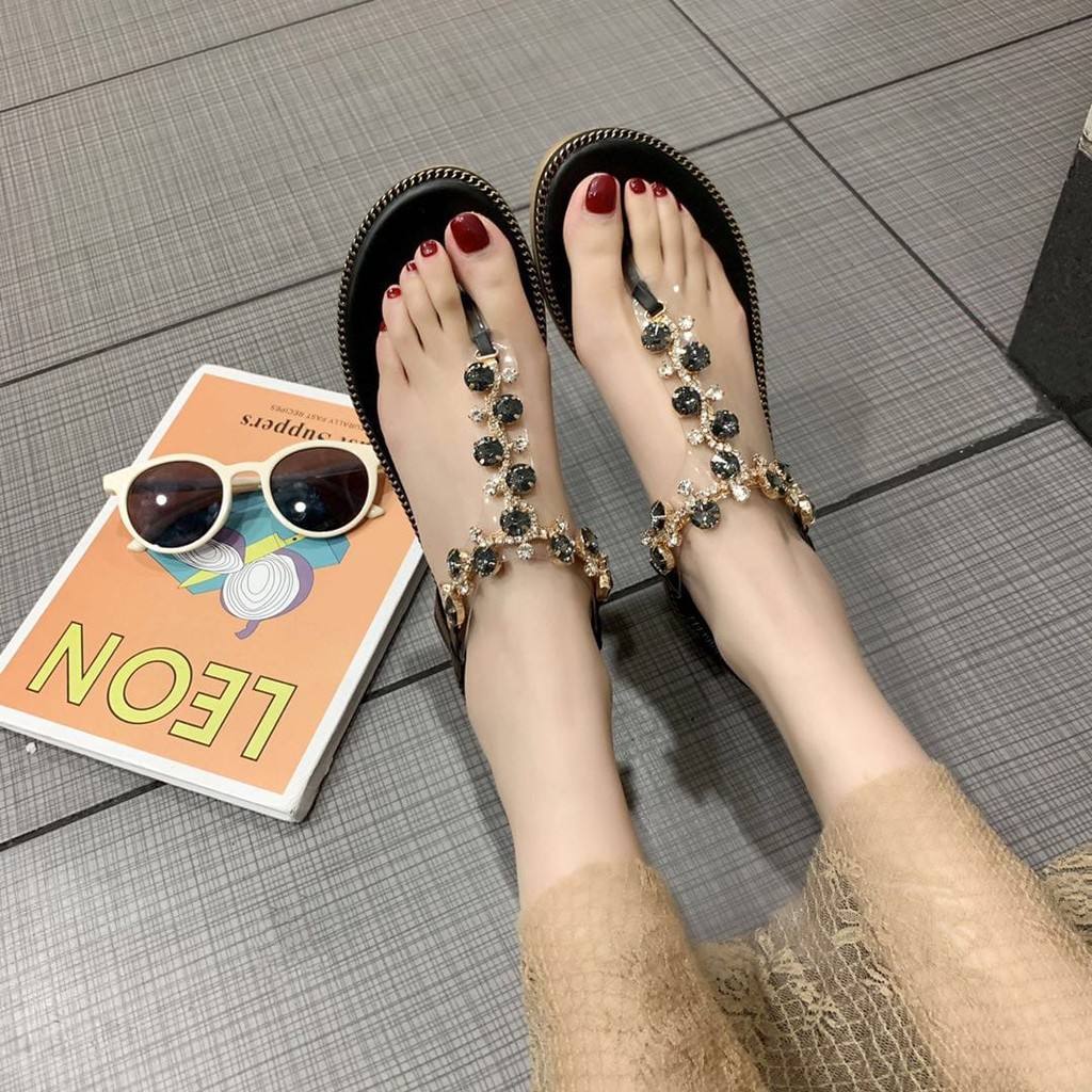 Korean Stone Roman Thong Sandals / Sendal Pantai Wanita 5042 (Size 35-40)