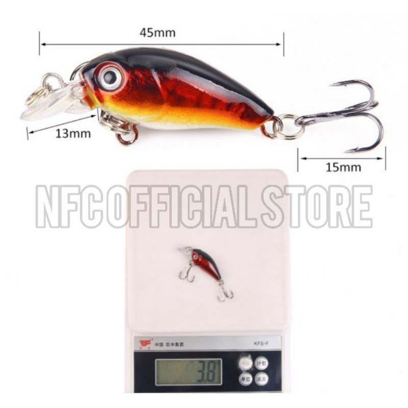 Lure Minnow Crankbait 4,5cm / 3,8 gr Rekomendasi untuk Ultralight casting