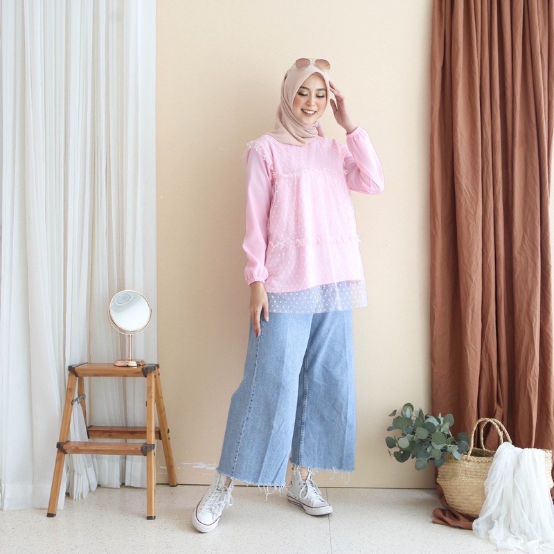 Atasan Tunik Tille Terbaru Outfit Wanita Kondangan Remaja Kekinian Baju Tunik Murah Ide Lamaran