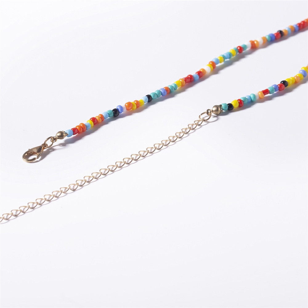 【COD Tangding】2pcs/set Colorful Double Lines Chain Choker Handmade Korea Fashion Necklace Bohemian Style