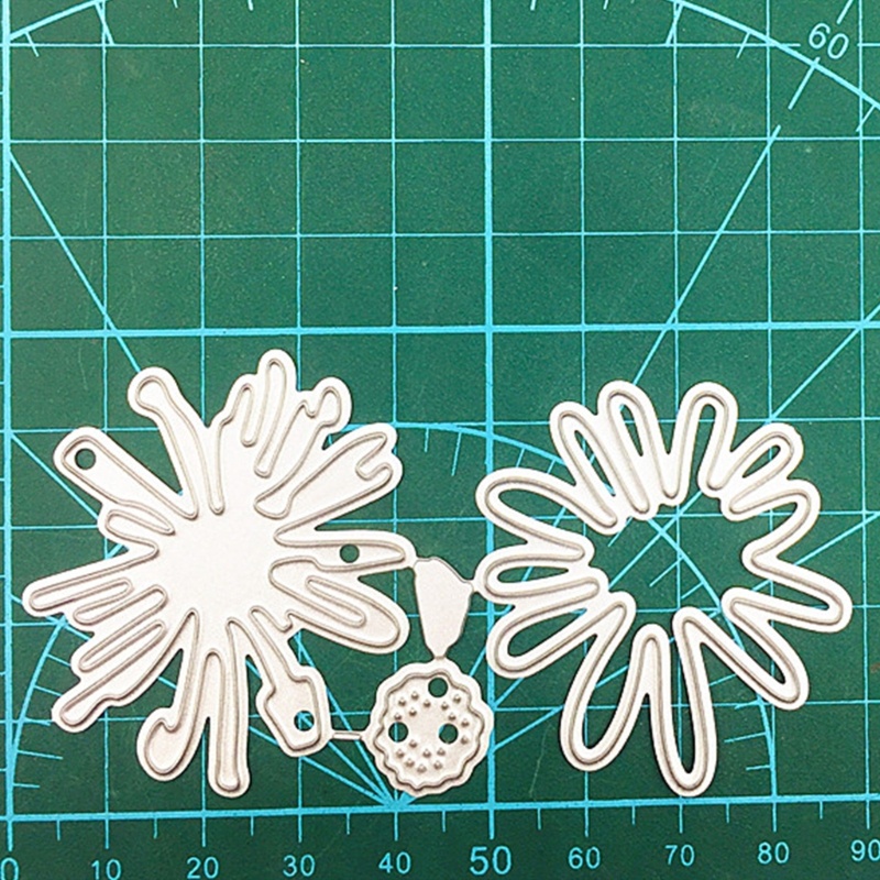 Stensil Cutting Dies Bentuk Bunga Daisy Chrysanthemum Bahan Metal Untuk DIY Embossing