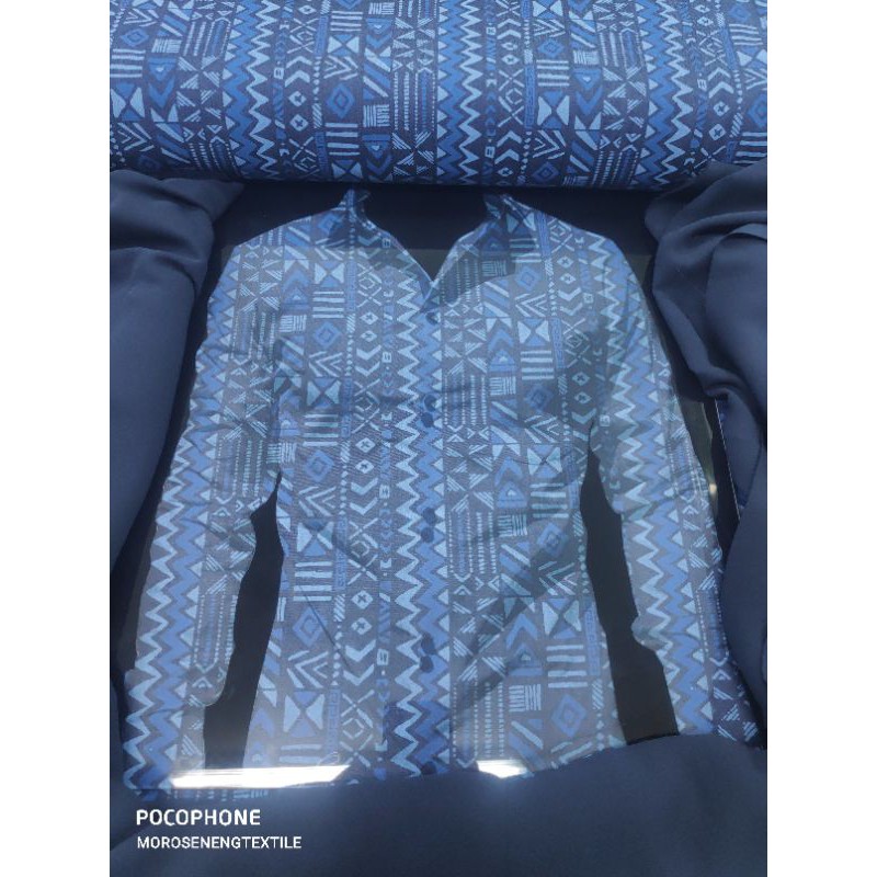 Kain Pure Katun Kemeja Import England Tribal Shirting Denim