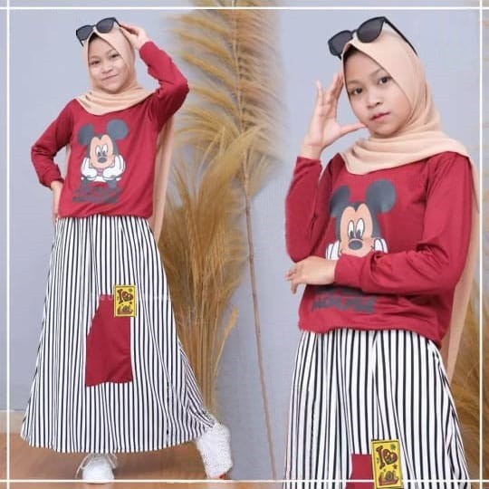Baju Anak Perempuan / Set Baju Anak umur 9 10 11 12 13 Tahun / Setelan Anak Perempuan Muslim Terbaru
