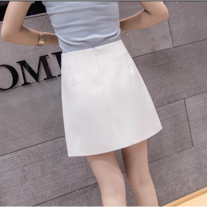 【Blossom】Korean Irregular Button  High Waist Wrap  Mini Skirt 7275