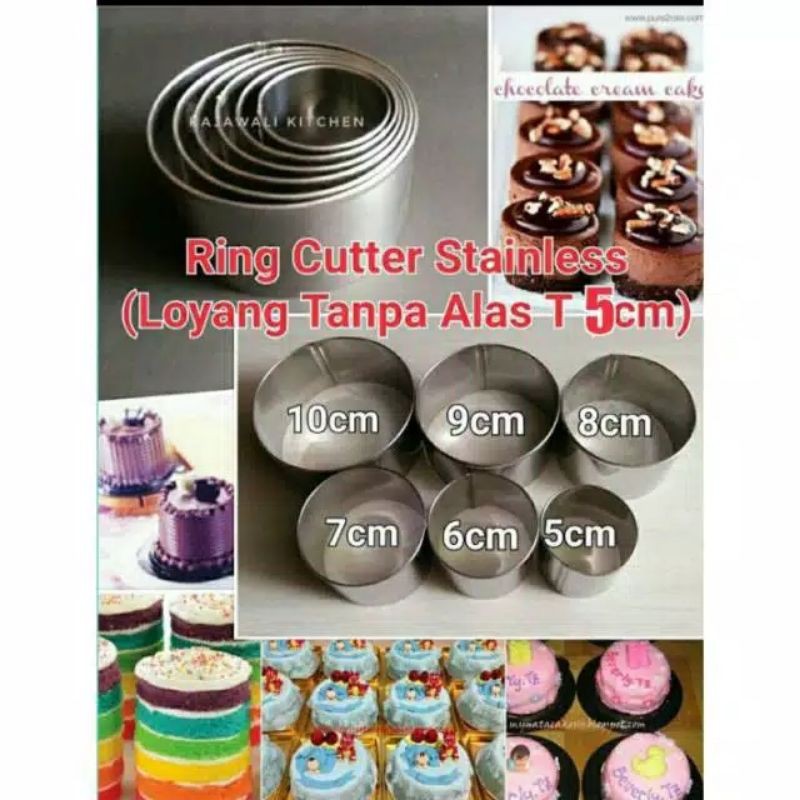 Tinggi 5cm Cookie Cutter Stainless Ring Plong Tanpa Alas Cetakan Donat Bomboloni Pizza Mini