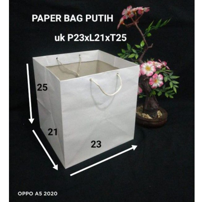 

Paperbag 23x21x25 Nasi uk. 20x20 / Tas kertas craft putih