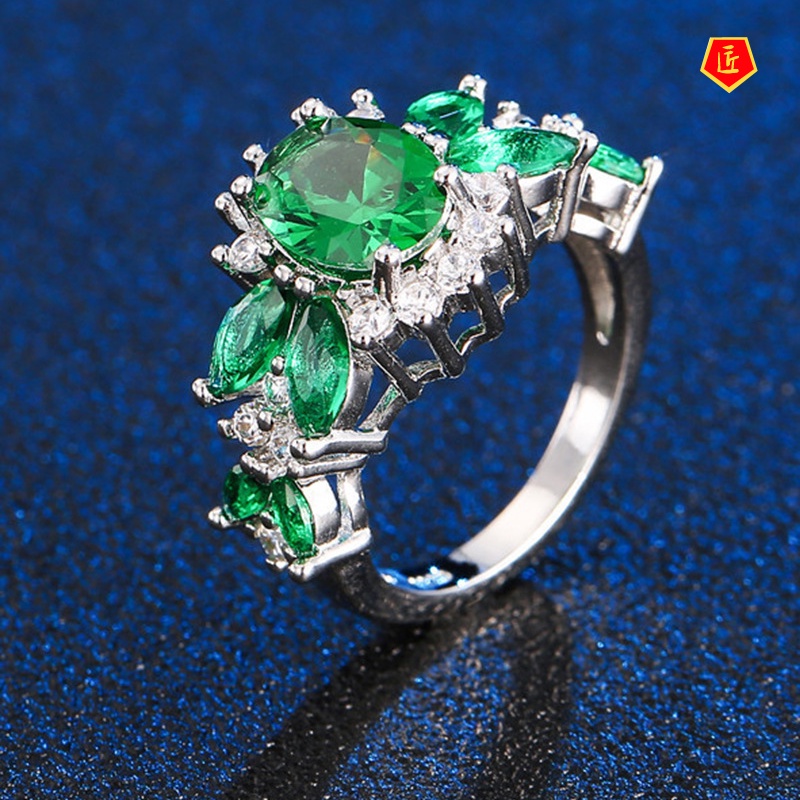 [Ready Stock]Creative Emerald Ring Female Temperament Personality