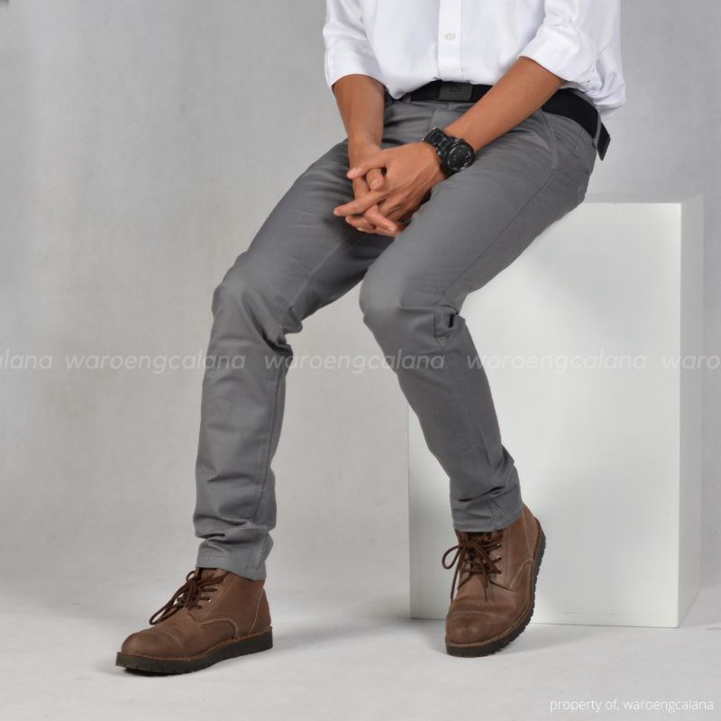 CHINO BIG SIZE 36.38.40.42 / CELANA PANJANG CHINO SELIMFIT / CHINO JUMBO GREY