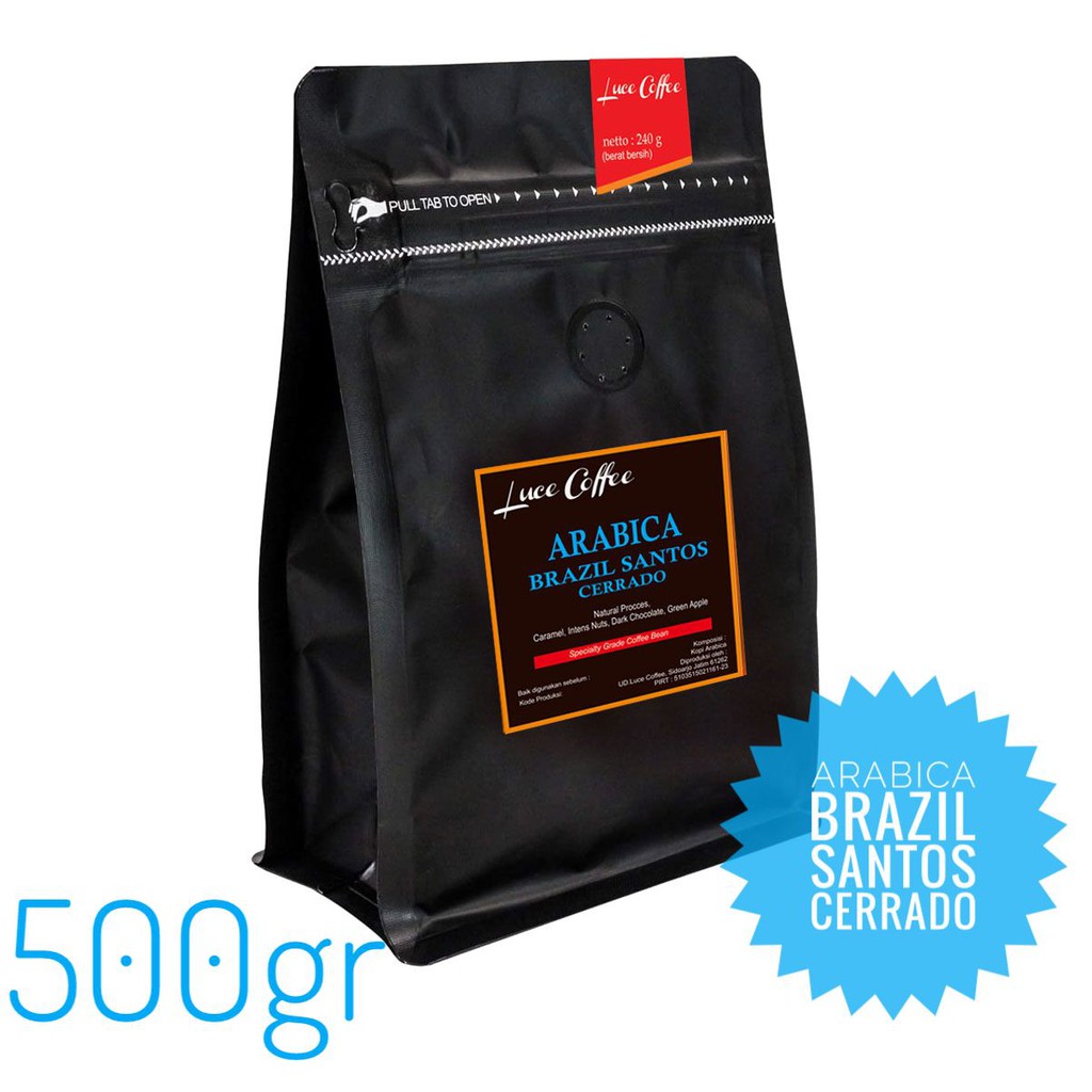 

Kopi Arabica BRAZIL Santos 500gr - Luce Coffee - Biji sangrai atau bubuk