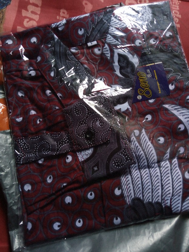 Kemeja Batik Lengan Panjang Slimfit Garuda Maroon Ory Suffa