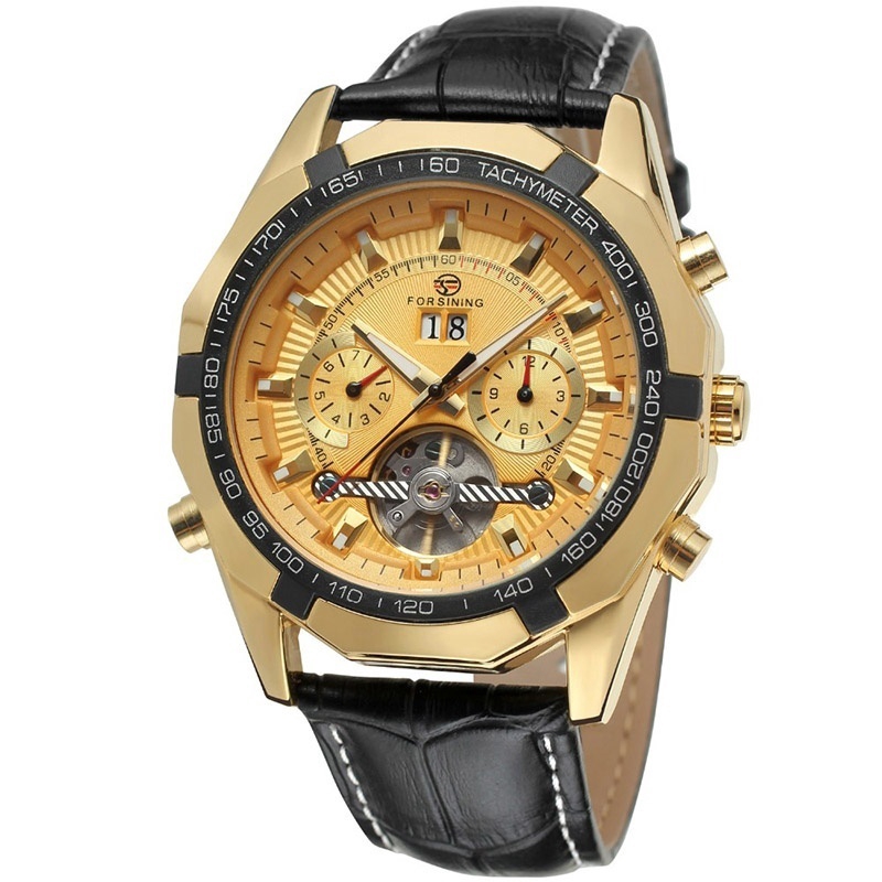 

FORSINING Jam Tangan Mekanik Sport Dial Desain Tourbillon Strap Kulit