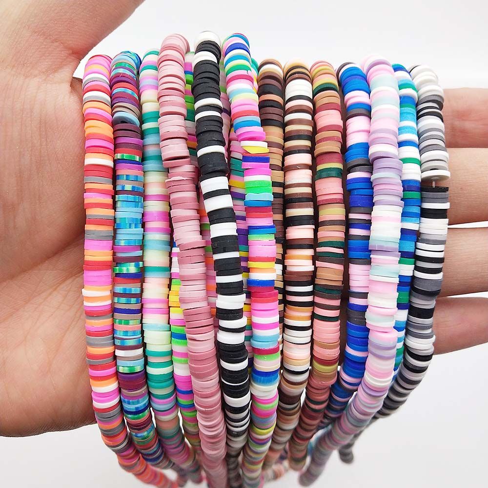 Needway  6mm Spacer Loose Bracelet Finding Polymer Clay Beads Colorful Flat Round For DIY Mixed Color Beads Jewelry Making