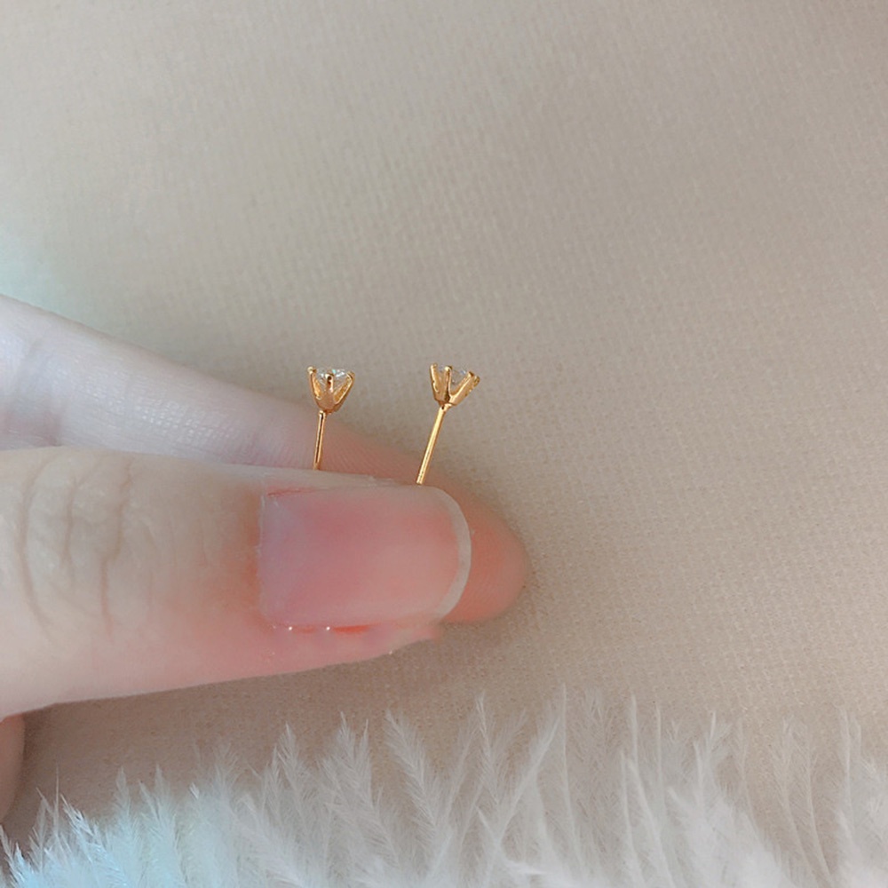 1 Pasang Anting Tusuk Zircon Mini Untuk Wanita