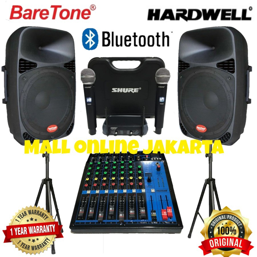 Paket karaoke baretone 15 inch outdoor sound system mixer hardwell slk