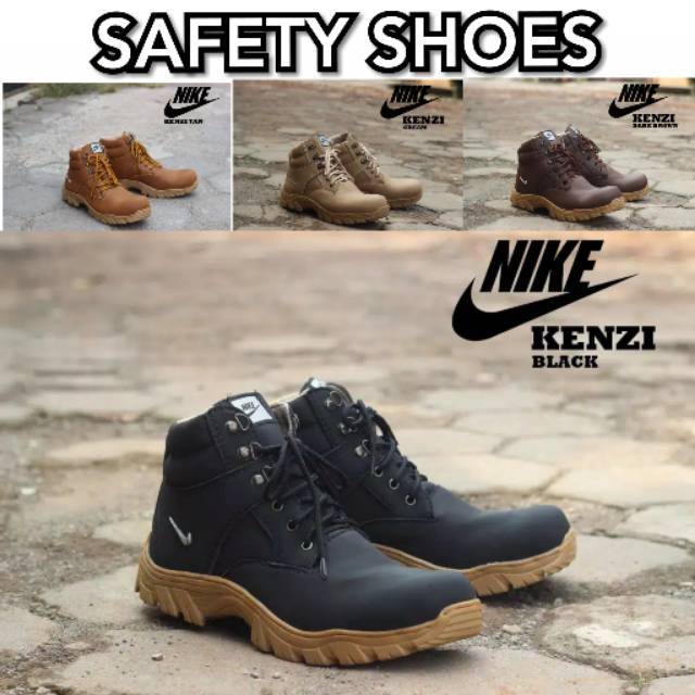 Sepatu Safety Proyek Ujung Besi - Septy Shoes Boot - Septi Kerja Lapangan Kulit Sintetis Tali -BS