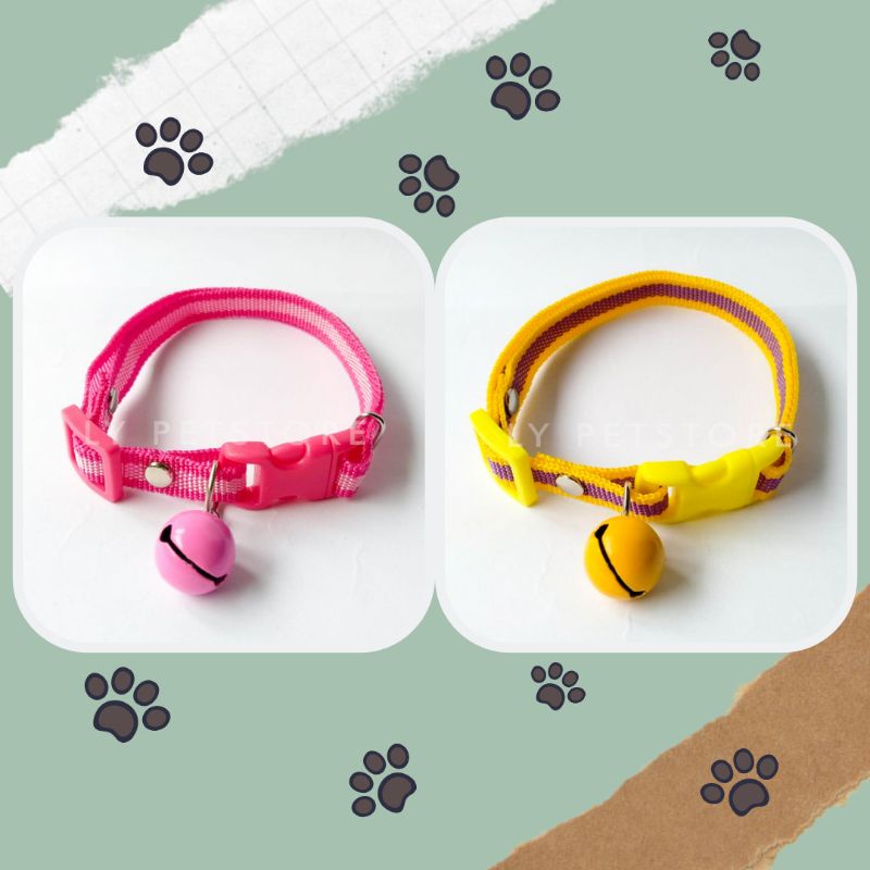 Kalung Kucing Lonceng Tali Webing Strip | LY PETSTORE