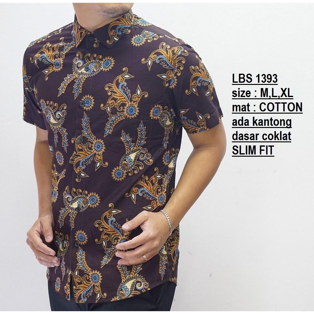 KEMEJA BATIK PRIA SLIMFIT DAN SLIM FIT ORIGINAL MERK HE FOR SHE HES71