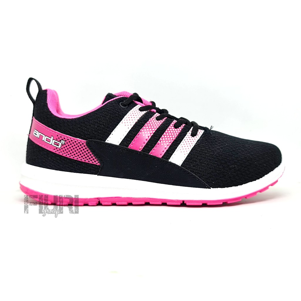 FIURI - ANDO ORIGINAL - VIVIAN 33-40 HITAM PINK - SEPATU SNEAKERS SPORT KANVAS SOL KARET ANAK PEREMPUAN - SEPATU KETS FASHION TRENDY WANITA DEWASA - SEPATU OLAHRAGA LARI FITNES SENAM KERJA KULIAH BERTALI CEWEK MURAH PROMO DISKON BONUS KAOS KAKI