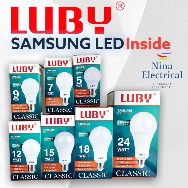 Lampu LED LUBY CLASSIC Premium 5W 7W 9W 12W 18W 24W 30W Cool Day Light Cahaya Putih dan Kuning (TAMBAHKAN DUS/BUBBLE)