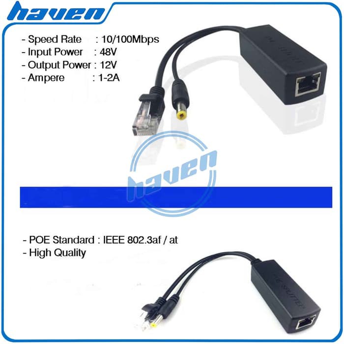 POE SPLITTER 48V to 12V,2A FOR IP CAMERA / POE SWITCH CCTV