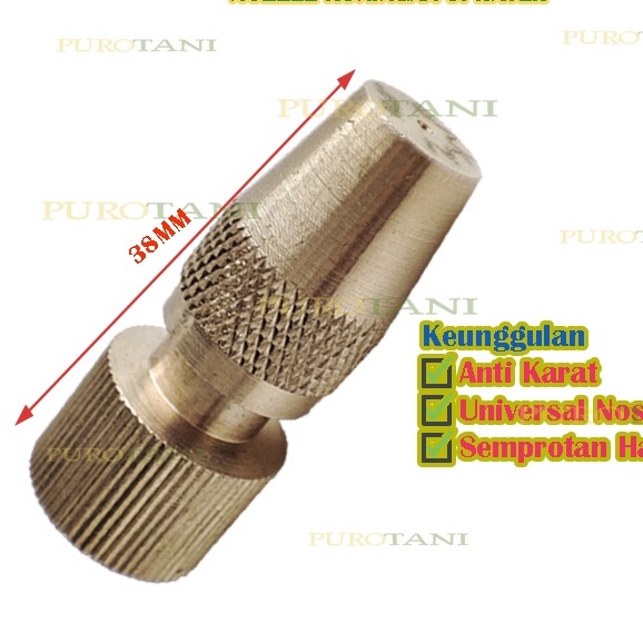 Nozzle kabut nosel lurus spuyer kabut 1 lubang kuningan