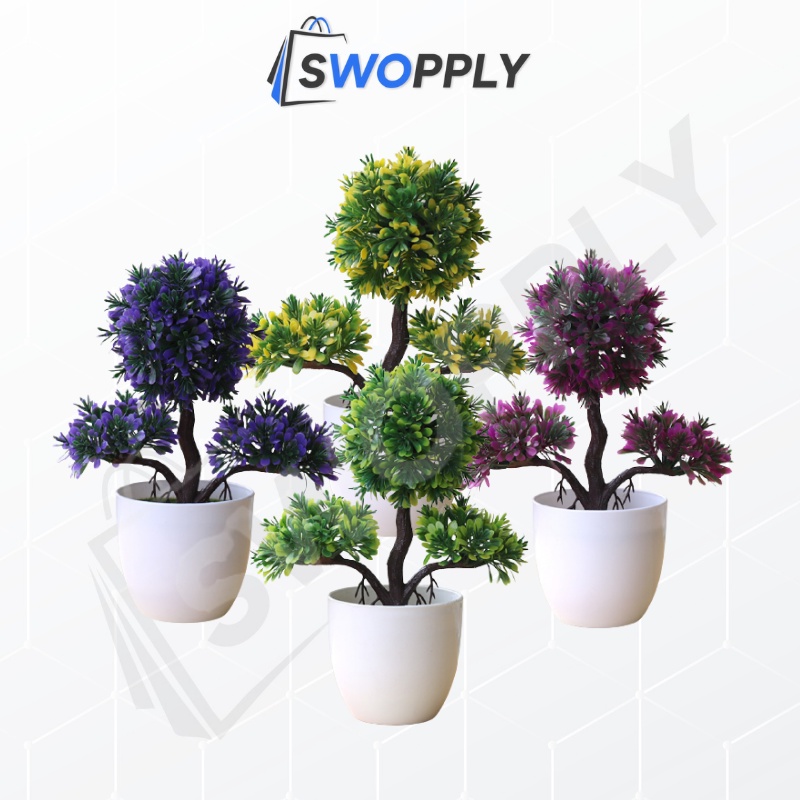 Swopply PT30 Pot Tanaman Hias Bunga Hias Plastik Ornamen Pot Bongsai Artificial Flower Decoration