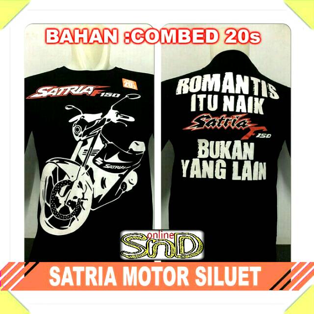 Baju Kaos Hitam Suzuki Satria fu F150 Siluet Distro Komunitas Club Motor Cewek Cowok Pria Wanita