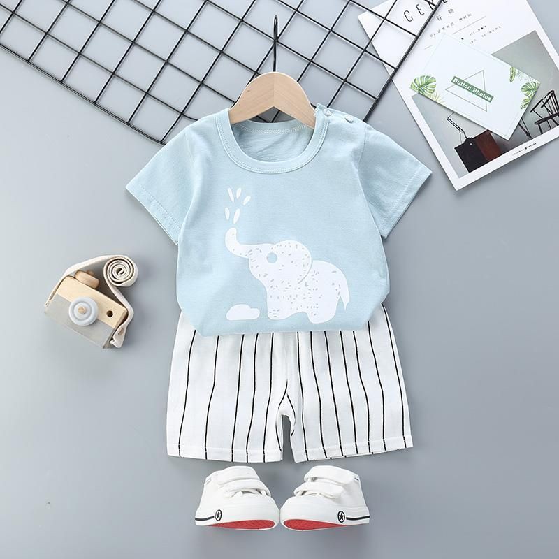 LittleAaron KIDS SUIT PENDEK Setelan Anak Bahan Kaos Lengan + Celana Berkualitas Import 0-3 Tahun ebv