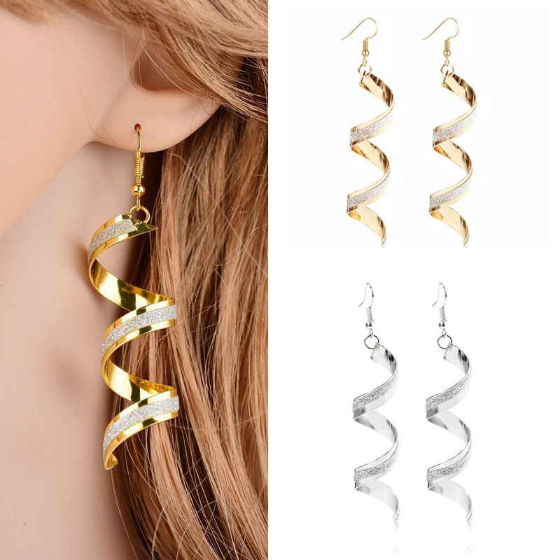 Anting Panjang Model Spiral Aksesoris Wanita Fashion Earrings