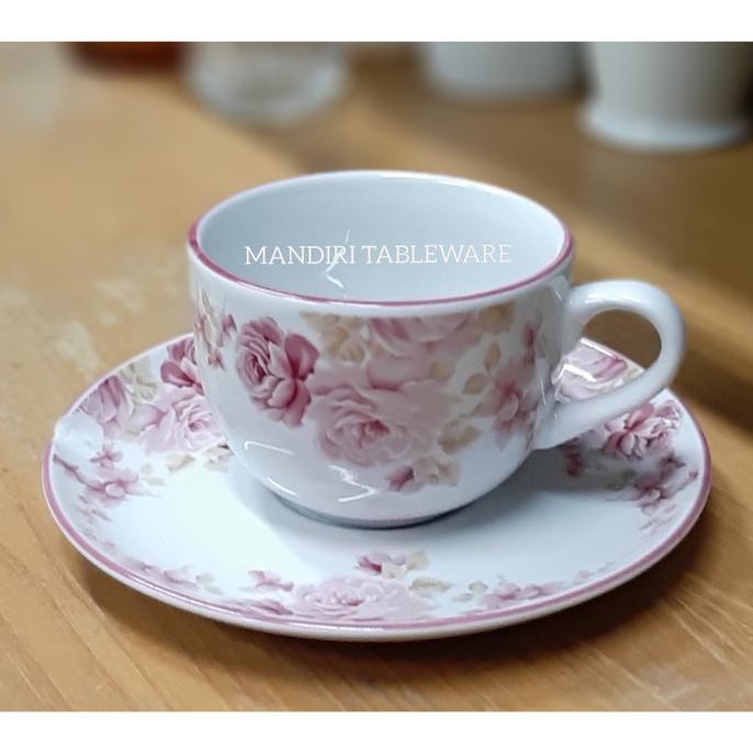 CANGKIR SET KERAMIK / COFFEE SET / PINK ROSSIE
