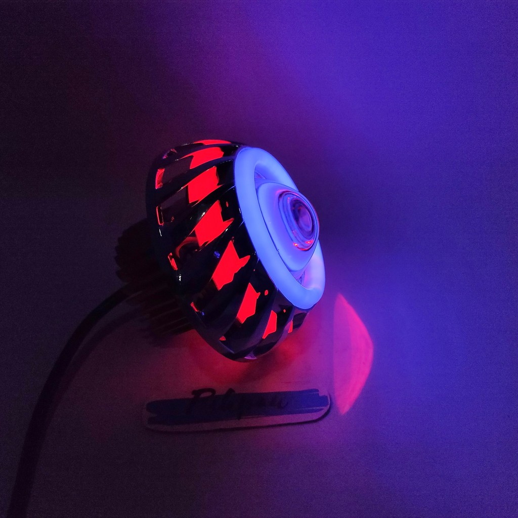 Projie Spiral Lampu LED Motor Mobil Ukuran 3.5 inch AE DE Warna Red Blue Red