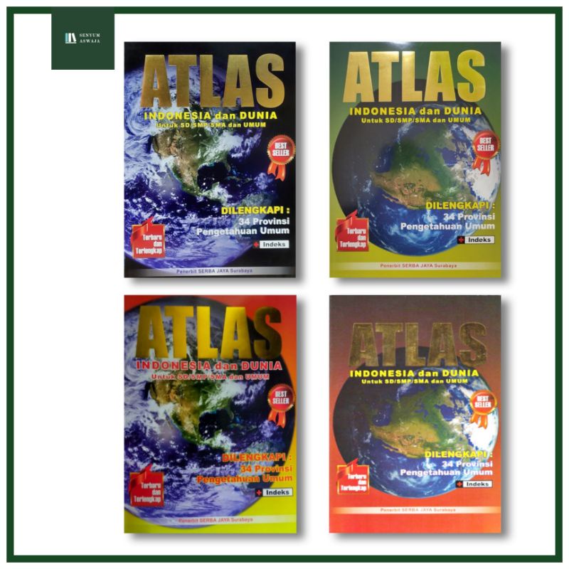 Atlas Indonesia dan Dunia untuk SD-SMP-SMA & Umum Berwarna Full Colour - Serba Jaya