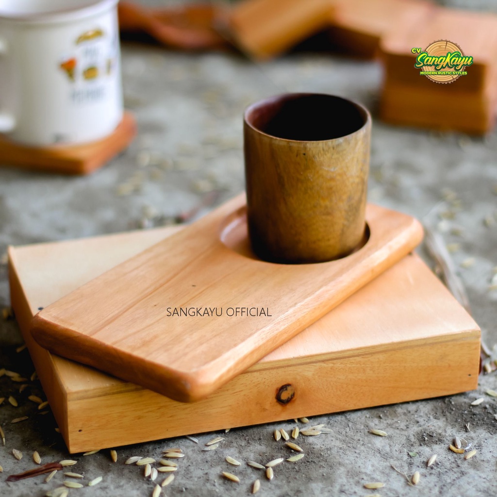 Jual Tatakan Nampan Kayu 10x20cm Tatakan Kayu Coaster Wooden Tray Kopi Tatakan Gelas Kayu 2811