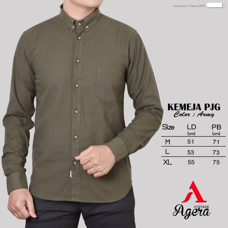 Kemeja Pria Lengan Panjang Polos Kemeja Casual Agera | Kemeja Formal Pria