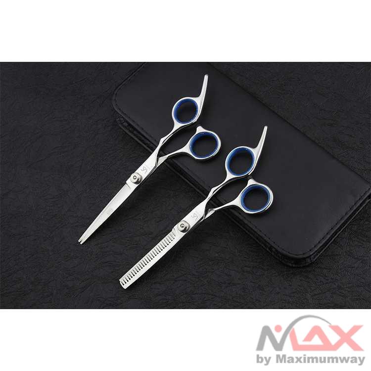 Biutte.co Gunting Rambut Salon &amp; Barbershop PROFESIONAL 6 Inch Profesional Stainless SteelBarber and hairdressing tool set flat tooth clipper curved finger rest scissors is highly polished Sharp 1 set Scissors hairdres 7.0 inch Professional pet scissors