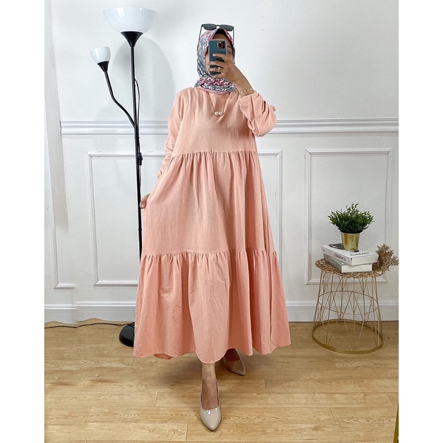 QIMORA DRESS | PAKAIAN WANITA KOREA CEWEK CEWE POPLIN