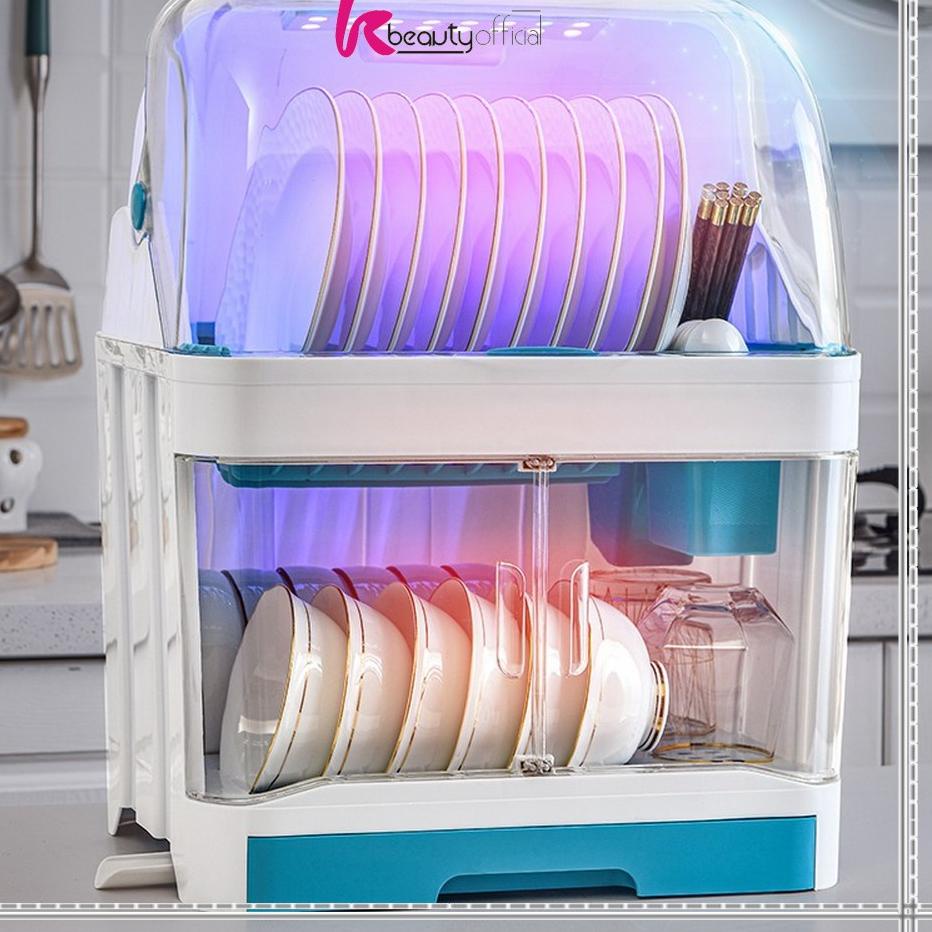 Kirim Sekarang GRGCP KB-C266 Rak Piring Lemari 2 Susun Plastic Dish Rack Rak Pengering Piring Tempat