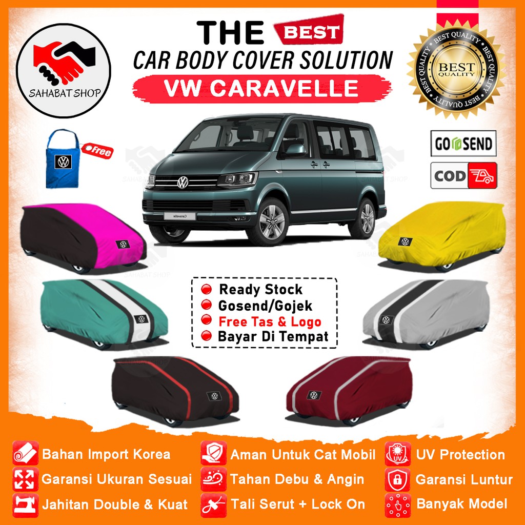 Sahabat Body Cover Mobil VW Caravelle / Sarung Penutup Volkswagen Caravelle Outdoor / Selimut Jas Tutup Mantel Pembungkus Kerudung Mantol Tutupan Pelindung Terpal Bungkus Mobil VW Transporter Waterproof Anti Air Model Orange