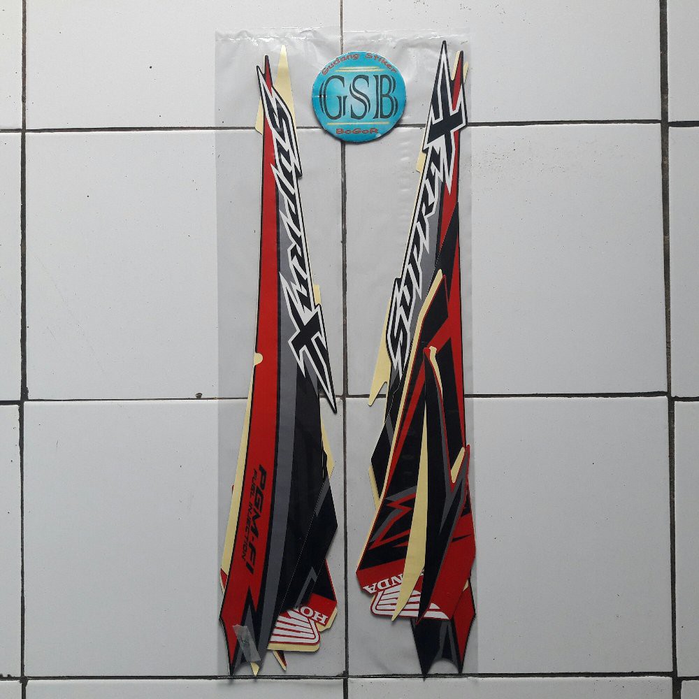 Variasi Striping Stiker Motor Honda Supra X 125 Fi 2018 Hitam