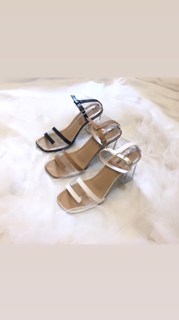 Tiffany Heels kaca sepatu transparan akrilik bahan mika kombi sintetis 7cm size 36 - 40 cinderella-4