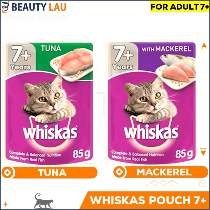 WHISKAS ADULT POUCH 7+ 80GR WISKAS CAT WET FOOD MAKANAN KUCING BASAH 7 TAHUN MURAH