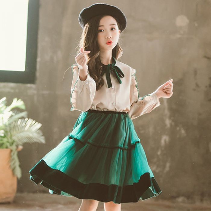 Coklat Import - Setelan Anak Perempuan Import Coklat Hijau