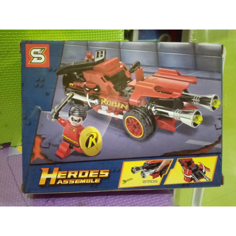 sy1436 Lego seri Batman Robin mobil merah heroes