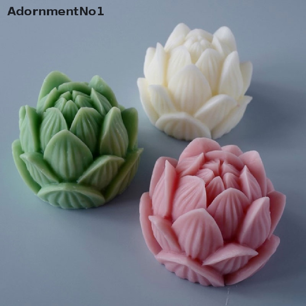 (AdornmentNo1) Cetakan Silikon Bentuk Bunga Teratai 3D Untuk Lilin Aromaterapi / Sabun DIY