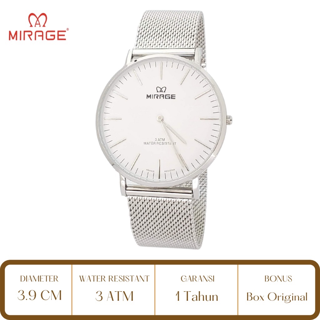 Mirage Watch Official Jam Tangan Pria Mirage Silver 8563 Rantai Pasir M