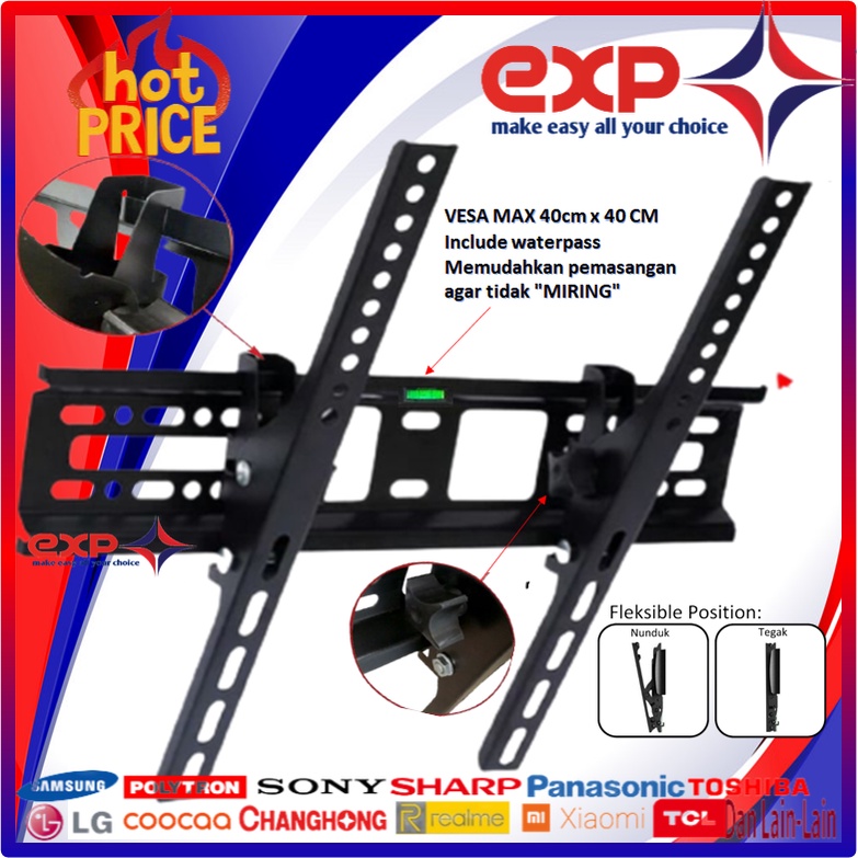 Garansi cocok!!! Bracket TV universal 42&quot; s/d 55&quot; Waterpas adjustable position-19