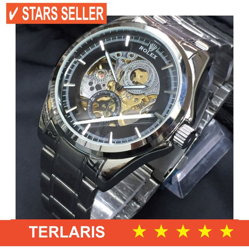 BISMILLAH LARISSS / Jam Tangan Rolex Skeleton Big Chain Otomatis Silver